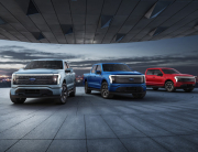 2022 Ford F-150 Lightning Platinum, Lariat, XLT. Pre-production model with available features shown. Available starting spring 2022.